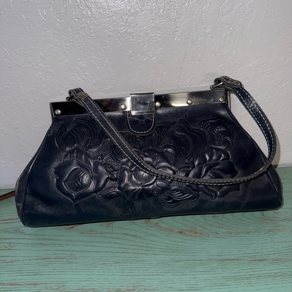 Patricia Nash Ferrara black rose satchel bag